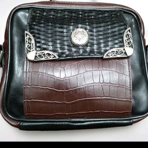 Bueno Med/Sm X-Body Bag Soft Adj Strap Hippie Boho Black Multi Pockets Organizer